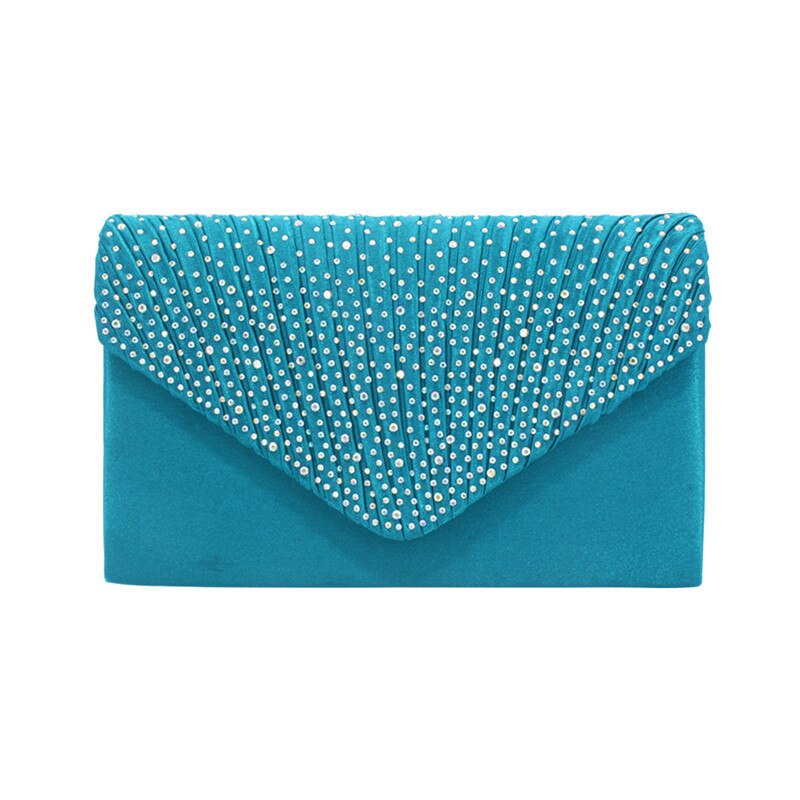 HIGH-END di STRASS pieghettato cena sacchetto di donna che indossa un abito con Cheongsam signora di sacchetto della borsa cena di diamante del sacchetto di mano bag #20: Sky Blue