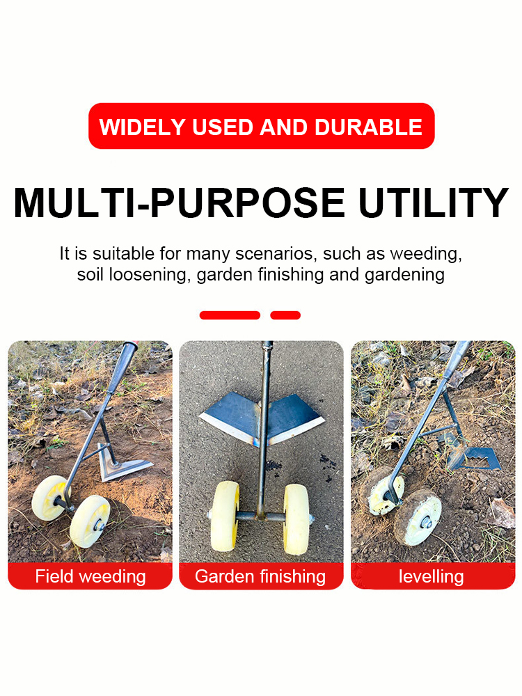 Manual Garden Push Wheel Hoe,Household Hand-Pushed Hoe, Garden Hoes, Tillage Machine,Weeder For Weeding Turning Loosening Soil