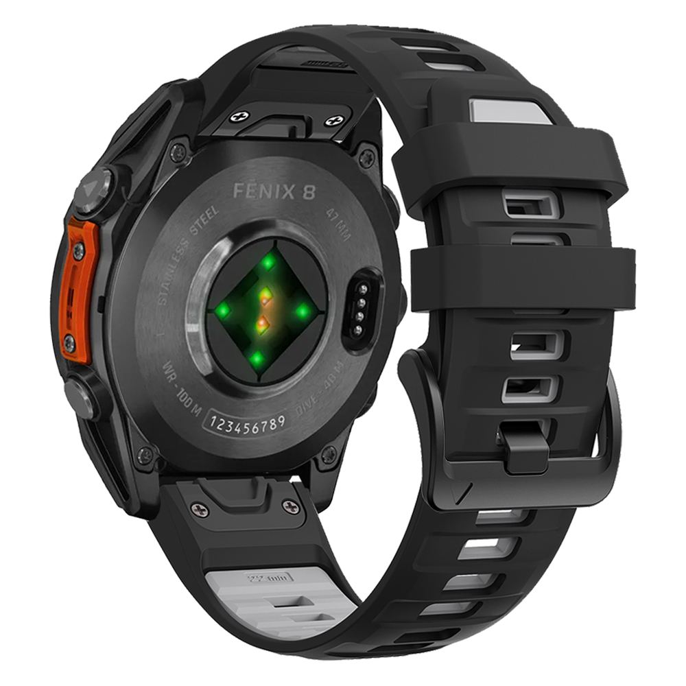 Bracelet de montre Fenix8 1:1 pour Garmin Fenix 8 47mm 51mm E 7 7X 6 6X 5 5X/Epix Pro/Enduro 3 QuickFit 22mm 26mm, Bracelet en Silicone: Argent blanc / 12mm