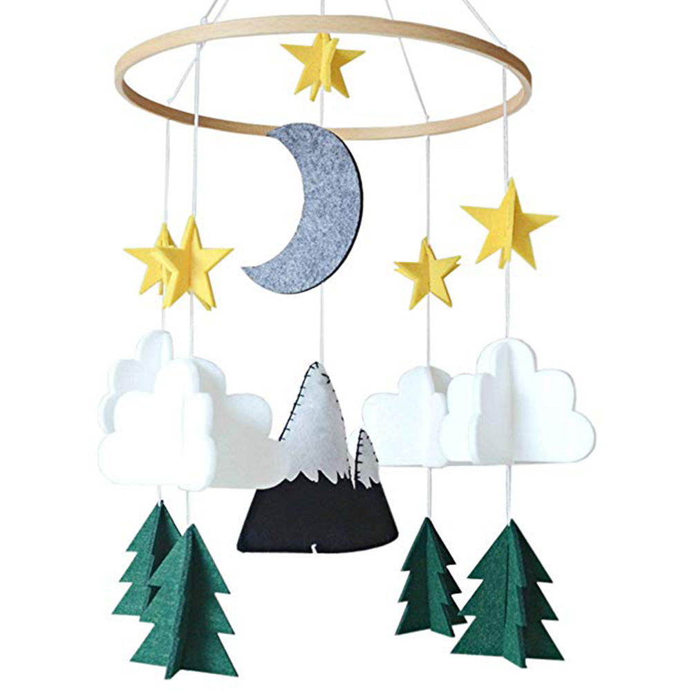 Mond Handgemachte Für Jungen Kinderzimmer Dekoration Spielen Starry Nacht Baby Mädchen Schlafzimmer Krippe Mobile Woodland Hängen Windspiele Fühlte