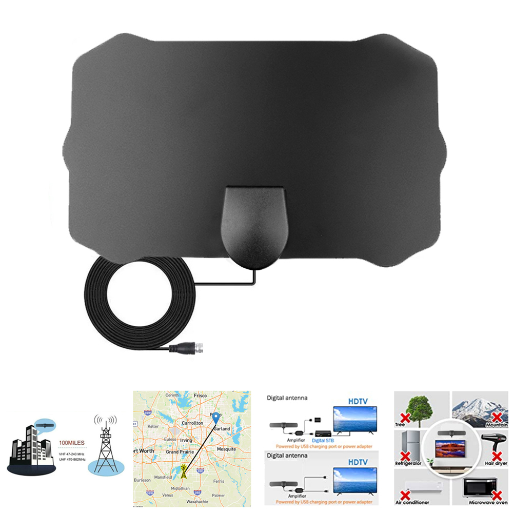 Kebidu 4K 8K Indoor High Gain HD TV DTV Box Digital Antena TV Aerial Amplified 25/50/80/200Miles Booster Active Aerial