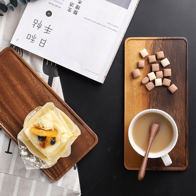 Bandeja rústica de madera de nogal para el hogar, bandeja de servicio de madera maciza, plato para servir, aperitivos, almacenamiento de alimentos para Hotel