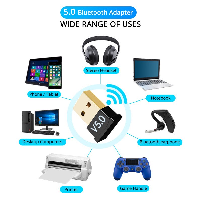 USB Bluetooth Adapter 5.0 Dongle Adapter For PC Speaker Wireless Mouse Music Audio Receiver Transmitter USB Bluetooth 5.0