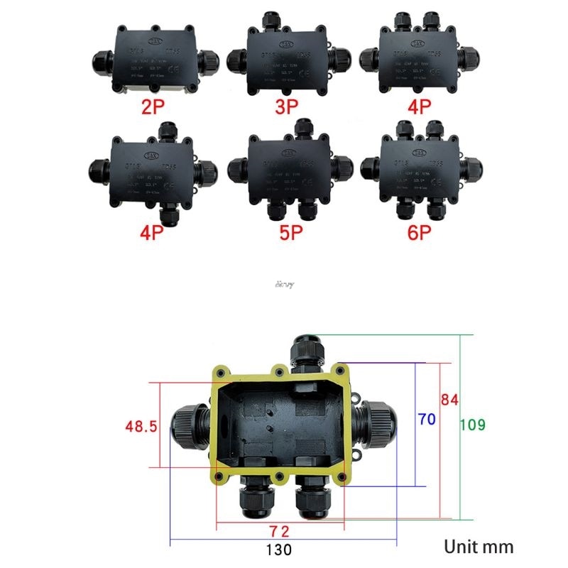 Kopplingsbox  ip68 vattentät uv solskydd utomhus flera sätt plast elektrisk kopplingsbox fall kabel trådkontakt skydda