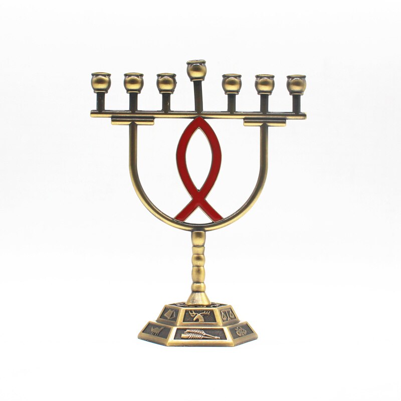 Kynttilänjalat menorah metalli kynttilälyhty kynttilänjalka messinki 7 haara 12 heimoa: Default Title