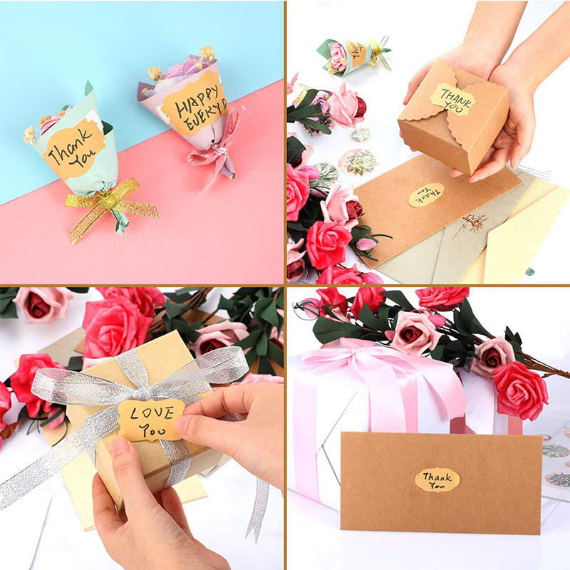 300pcs/Roll DIY Blank Kraft Paper Stickers Handmade Writable Seal Labels Mason Jar Glass Bottle Cake Baking Stationery Sticker