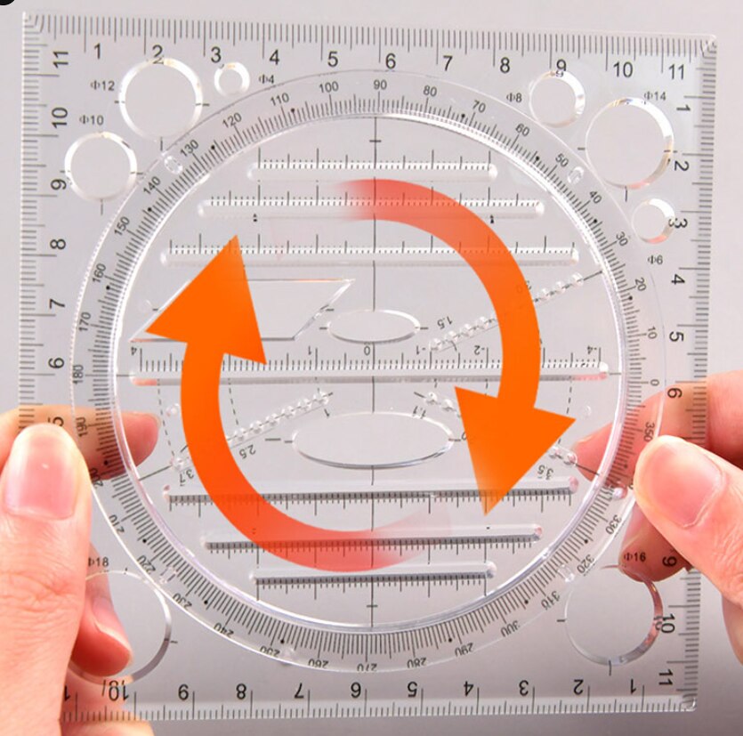 Multifunctional Drawing Template Art Construction Architect Stereo Geometry Ellipse Drafting Scale Ruler Measuring Tool