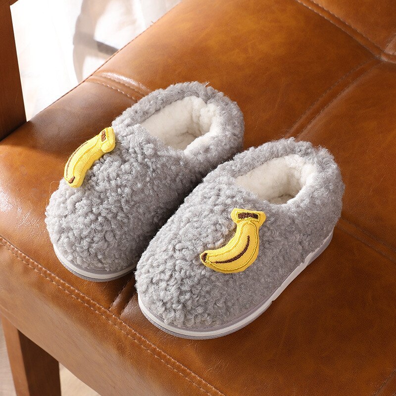 Winter freundlicher Schuhe Hausschuhe freundlicher Lustige Weiche Anti-schlupf Startseite Haus Schuhe freundlicher Baby Mädchen Karikatur Slipper drinnen Boden schuhe: Grau / 30-31