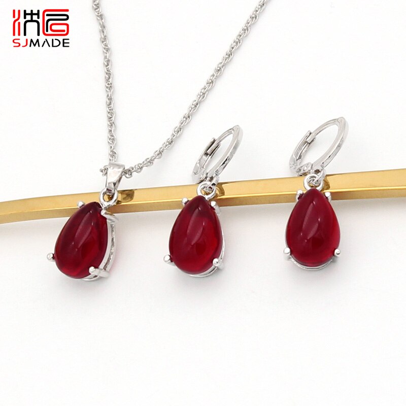 SJMADE Koreaanse Mode Water Imitatie Ambers Dangle Oorbellen Sieraden Sets Voor Vrouwen Meisjes Sieraden 585 Rose Goud Eardrop: WGRD