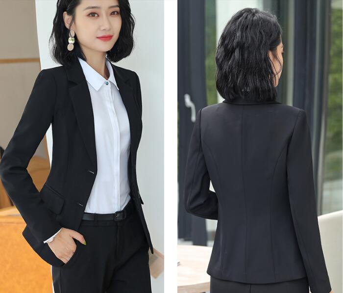 Women Work Office Dresses Formal Ladies With Two button