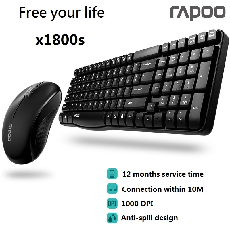 Original Rapoo X1800S Wireless Keyboard&Mouse Combos With Waterproof for Computer Home Office PC laptop desktop