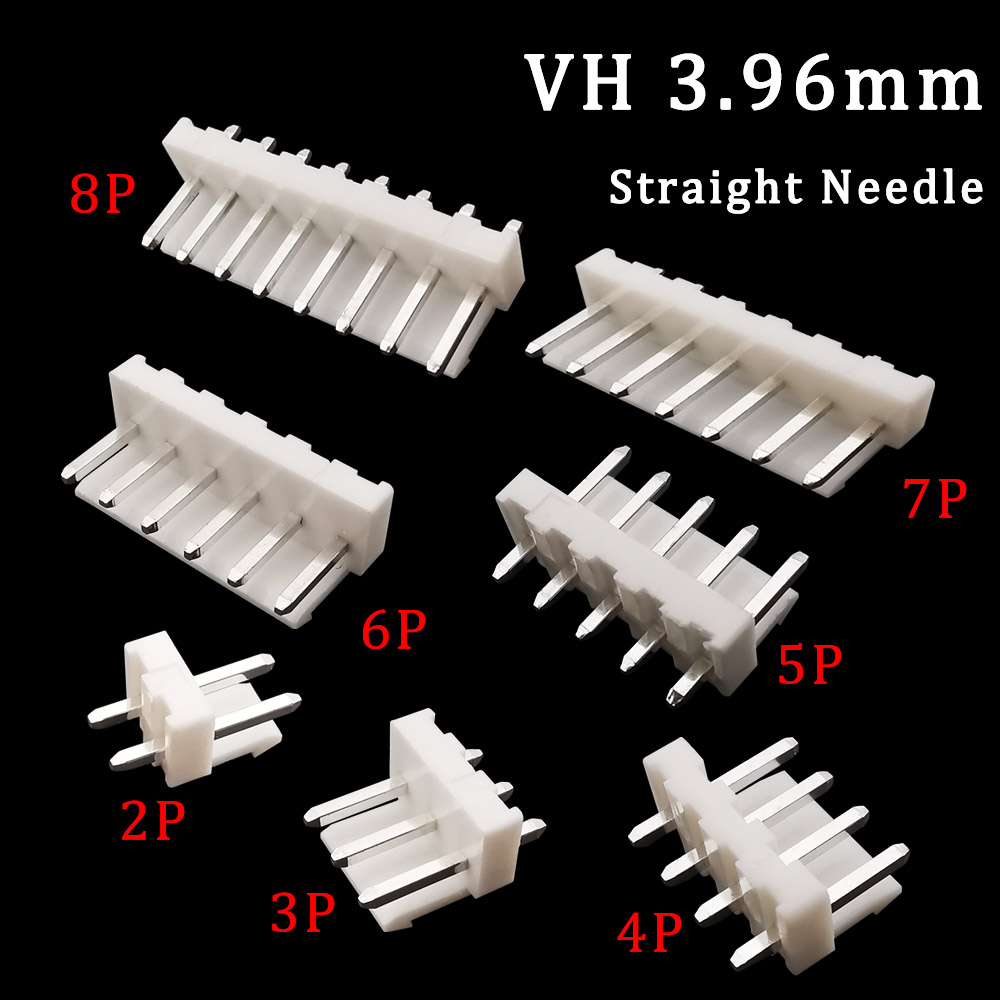 JST-VH3.96 Conector, 3.96mm Pitch macho Plug, agulha reta, soquete Pin cabeçalho, 2 pinos, 3 pinos, 4 pinos, 5 pinos, 6 pinos, 7 pinos, Terminal 8Pin, 20pcs