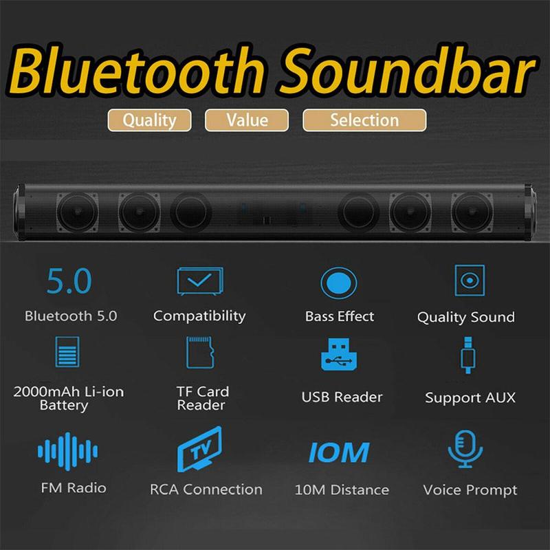 BS-10 sans fil Bluetooth 5.0 haut-parleur barre métallique Bluetooth haut-parleur Home cinéma Surround haut-parleur stéréo avec télécommande