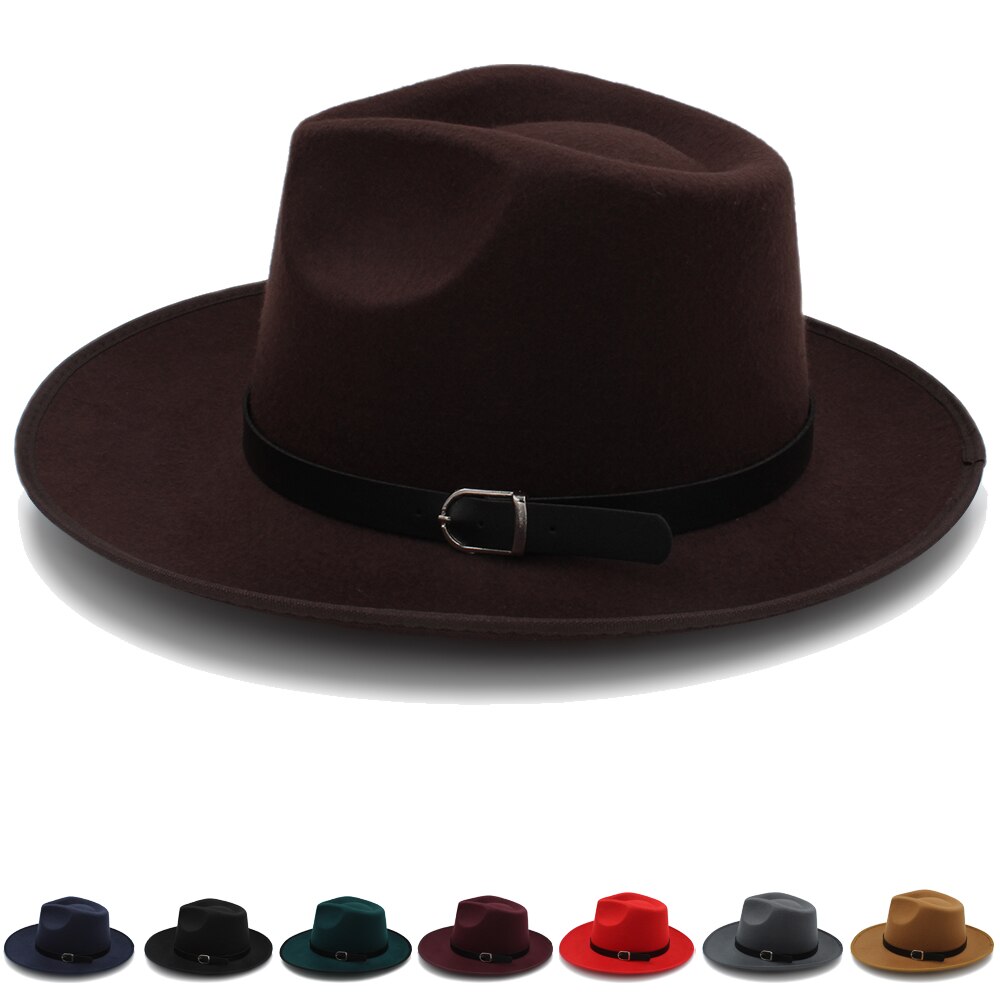 Mannen Vrouwen Wollen Panama Hoeden Brede Rand Fedora Caps Trilby Zonnehoed Klassieke Retro Party Street Style Travel Size Us 7 1/4 Uk L