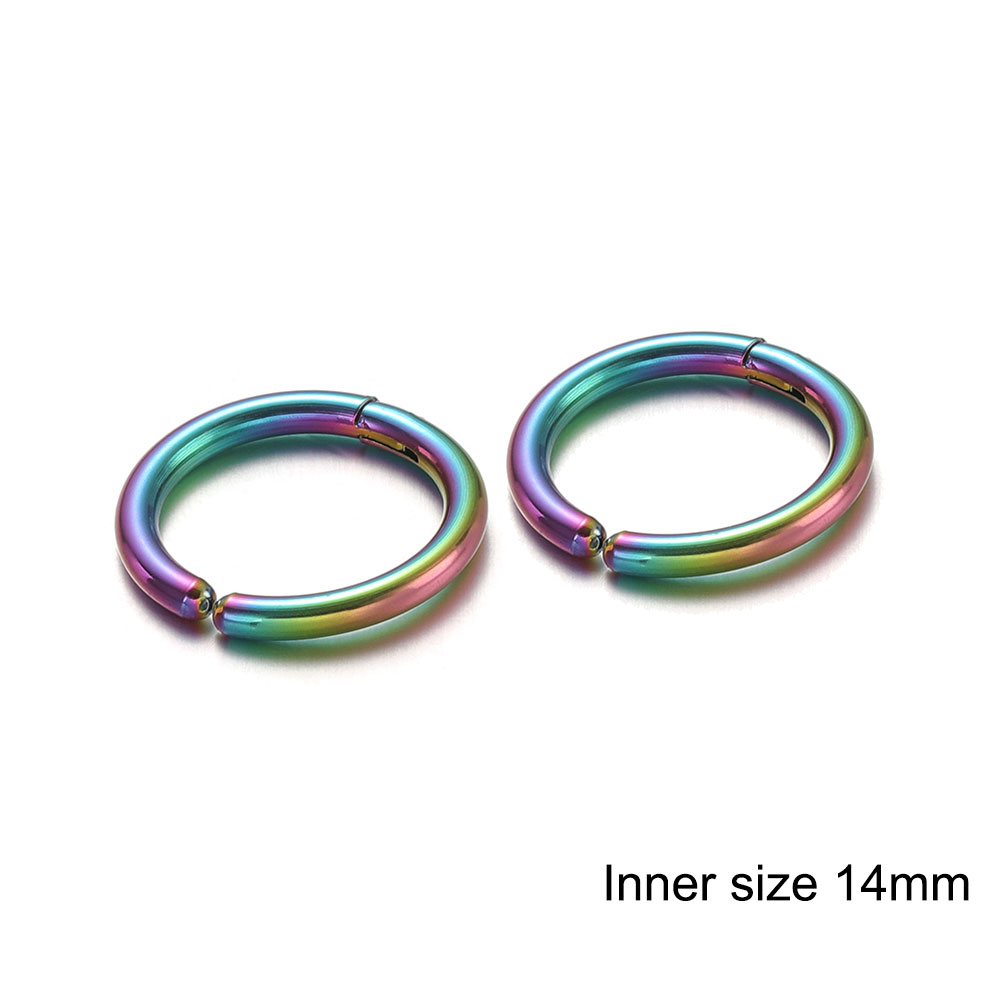 6 uds. De acero inoxidable sin agujero, pendientes con Clip, aros sin perforación, pendientes para mujeres y hombres, pendientes Piercing, joyería: Chapado en zinc blanco y azul