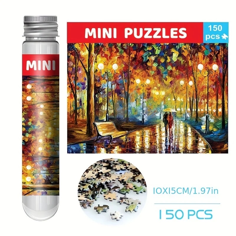 150- piece test tube puzzle, walk in the rain, mini travel puzzle, christmas house, paris tower, new year: White