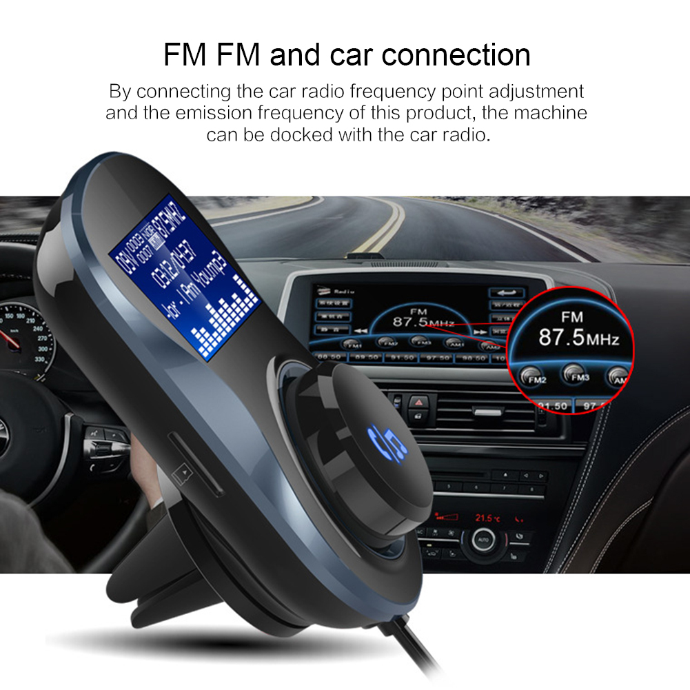 Bluetooth FM Transmitter Audio Car Mp3 Player Wireless In-Car FM Modulator Handsfree Bluetooth Car Kit with LCD Display