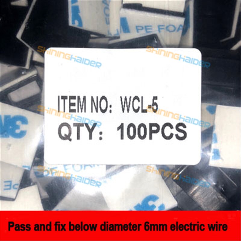 White black color Fixed wire clip retainer black/white thread clip holder for sticky wire base: 100PCS BLACK WCL-5