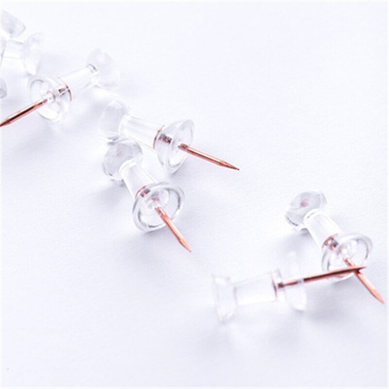 180PCS Push Pins Plastic Transparent Rose Gold Thumbtack Board Pins Drawing Photo Wall Studs Office School Supplies Crafting