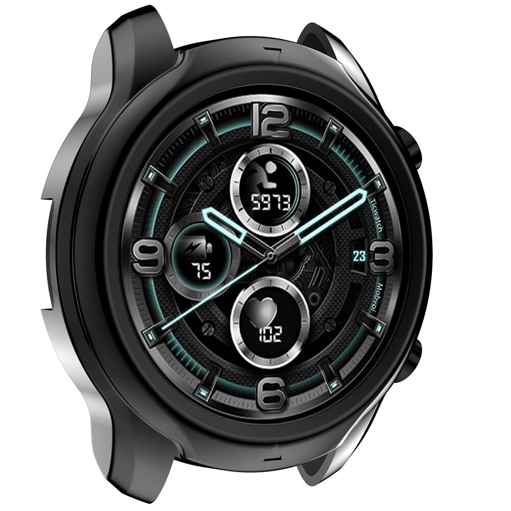 TPU Lightweight Protective Watch Cover for Smartwatch TicWatch Pro 3 Case Soft Flexible Bumper Shell Thin Antifall Durable Frame: Black