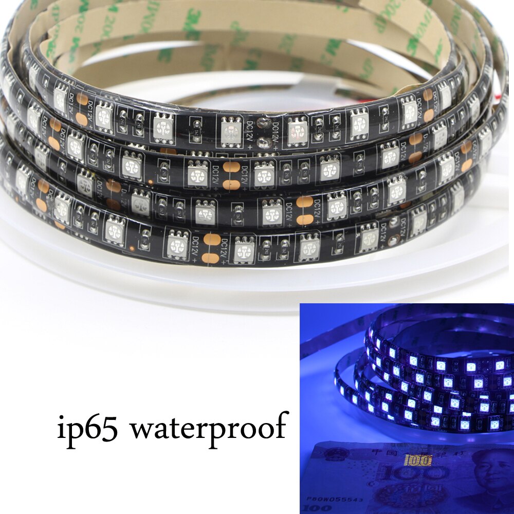 UV LED Strip Light 60leds/M SMD 5050 Ultraviolet 395-405nm painting Banknote verification Diode Ribbon Purple Flexible Tape Lamp: ip65 waterproof / 50cm