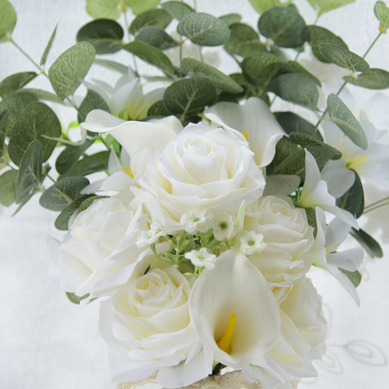 Boho brud bröllop blommor mini brud brudtärna bukett real touch vit calla lilja blommor brud bröllop bukett