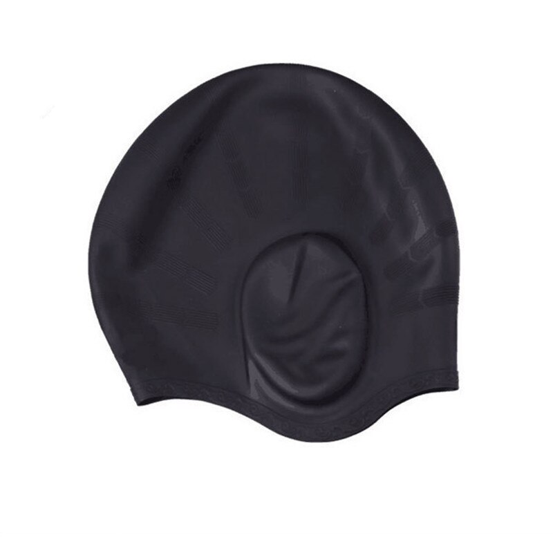 Flexibele Plastic Gel Douche Cap Voor Mannen En Vrouwen Geschikt Voor Badmuts Met Lang Haar Waterdichte Zwembad oor Cap: Black