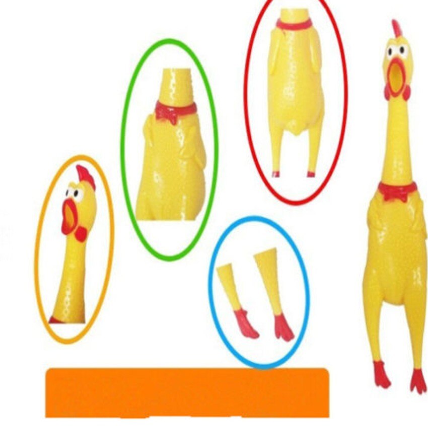 Pollo de goma amarillo chillón de 17cm para perro, juguete chirriante para mascotas, para masticar, sonido chirriante, juguete divertido de goma de seguridad para perro