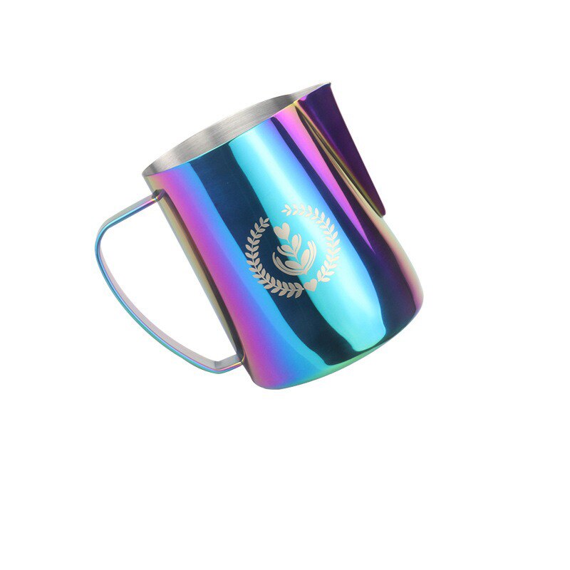 Edelstahl Milchschaum Topf, Milchschaum Tasse Kaffee Topf, latte Kunst Tasse Kaffee Cappuccino Mehrfarbig 350ml / 600ml: Farbe / 600ml