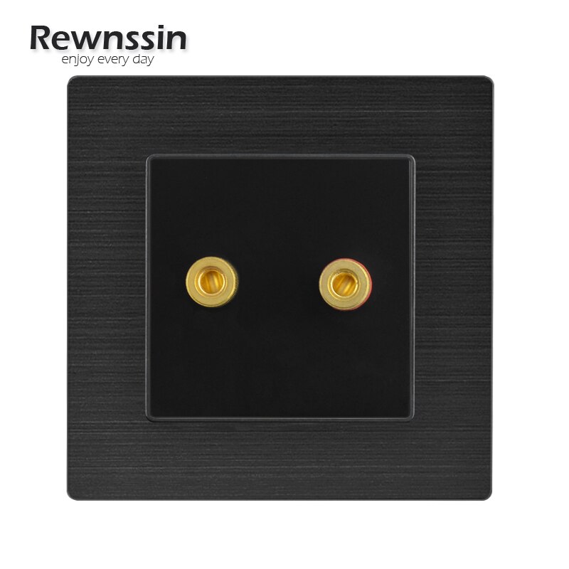 Wall Audio Outlet Terminals 110V-250V Socket Double/Quadruple Binding Post Banana Jack Connector Black Brushed Aluminum Panel