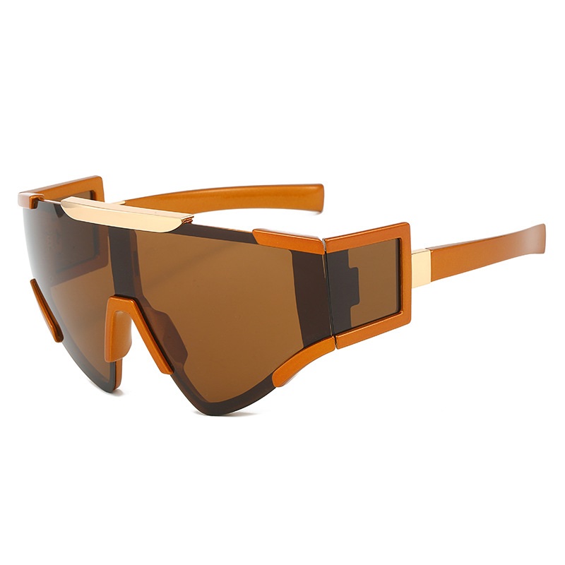 Gafas de sol con protección UV400 para hombre y mujer, lentes de sol de gran tamaño, a prueba de viento, estilo Punk, Ojo de gato, montura grande, deportivas: Morado