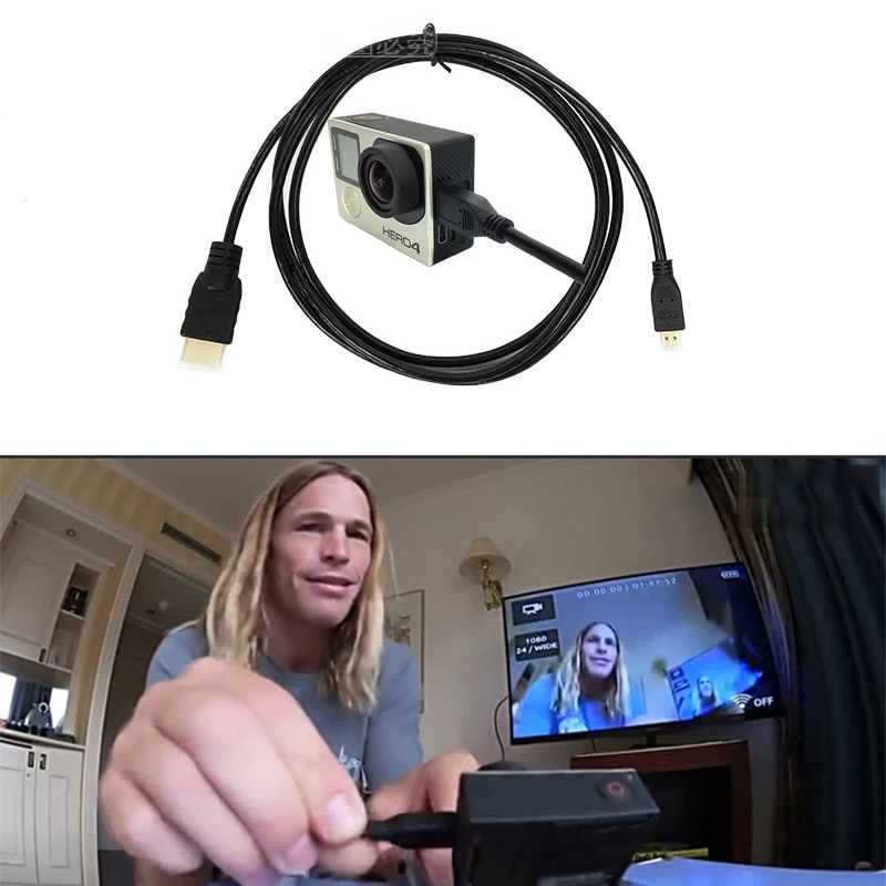 Línea de datos de Cable Micro HDMI para Xiaomi yi 4k GoPro Hero 8 7 6 5 4 3 + SJCAM SJ4000 Xiaomi Yi 4k EKEN H9, accesorios para Cámara de Acción