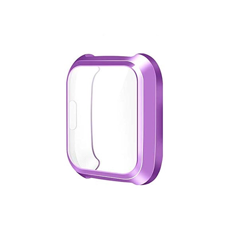 Voor Fitbit Versa Lite Anti-Val Horloge Bumper Wijzerplaat Polyurethaan Elektrolytische Case Horloge Gezicht Frame Armband Scherm Shell Cover: purple