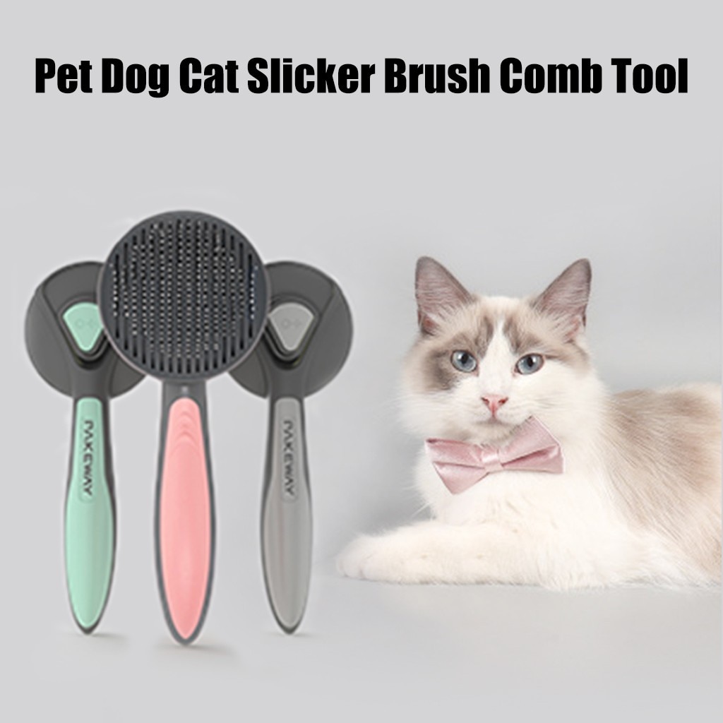 PAKEWAY Pet Cat Brush Massage Tools Multi-function Non-slip Grip Handle Comb
