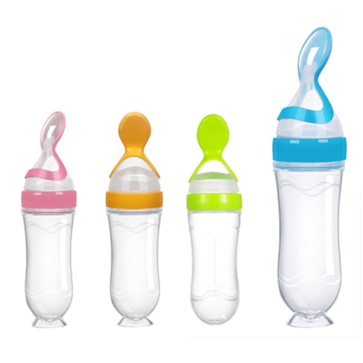 Babyvoedingslepel met stofkap schaalmarkering zuignap ronde bodem lekvrije fles aanvullende voedselfles