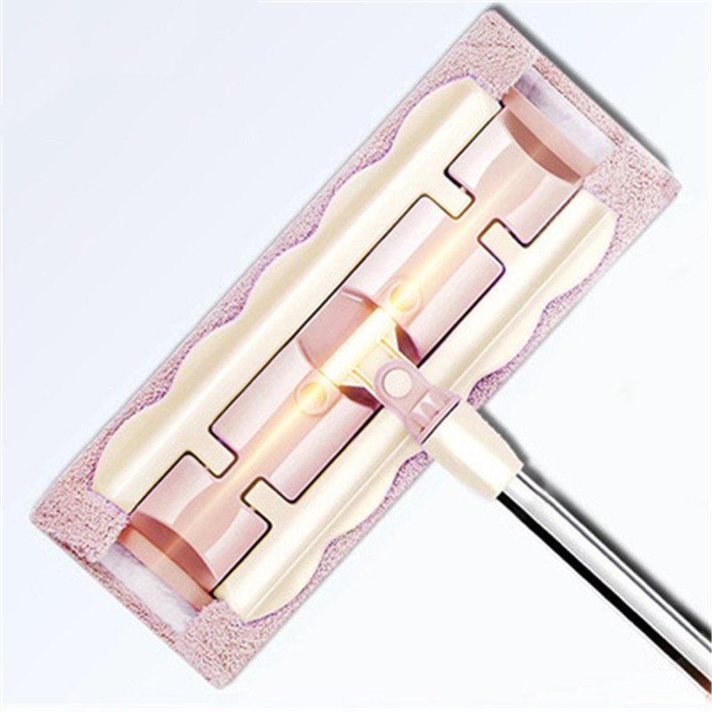 Rotatable Flat Mop Floor Telescopic Mop Handle Super Absorbent Microfiber Blue Green Cloth For Home Kitchen Tiles Cleaning Tools: Pink