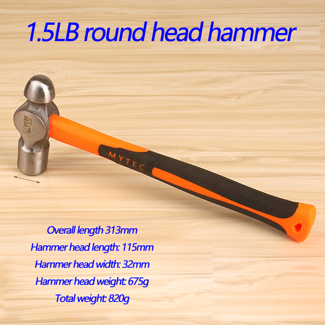 Hammer claw hammer one fitter's hammer multi-function hammer hammer round head small nail hammer woodworking tools household fla: 1.5lb round head