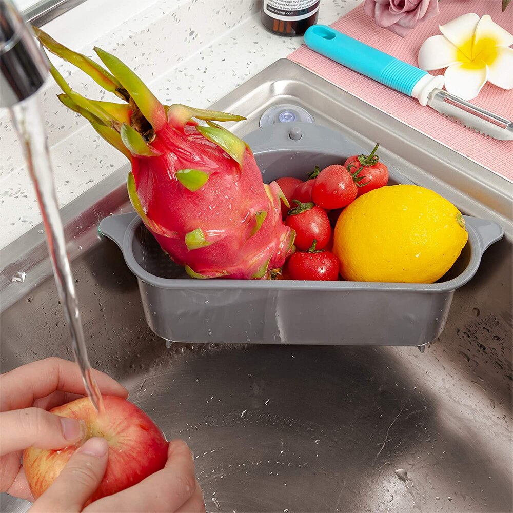 Organizador de cocina Triangular, escurridor para fregadero, estante multifuncional para artículos del hogar, soporte de esponja para la conveniencia de la cocina