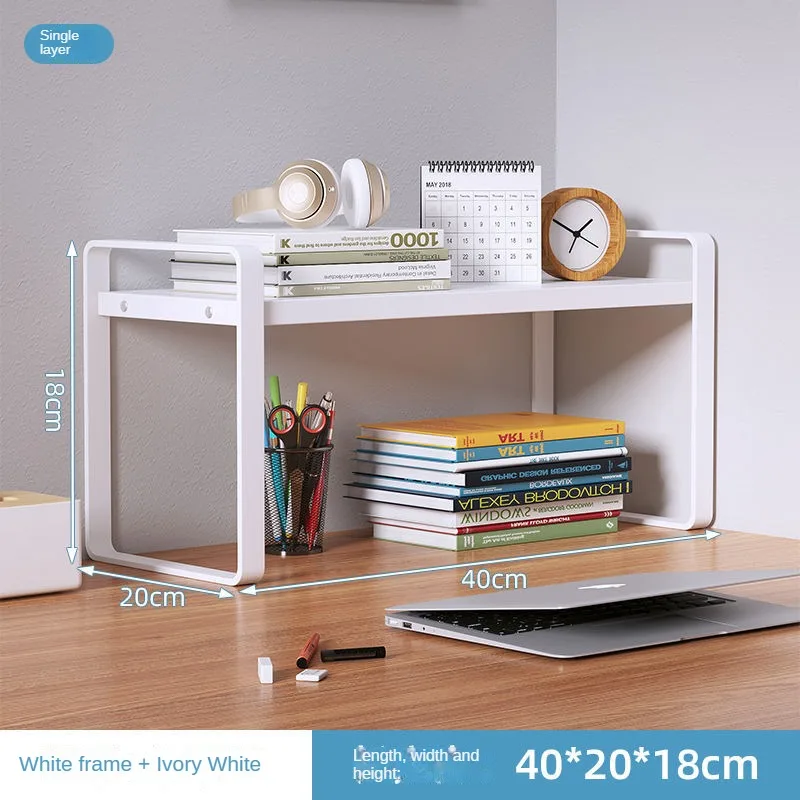 Shelf Desktop Storage Bookshelf Student Document Shelf Computer Racks Tiered Cabinet Office Accessories Stationery Holder: light green