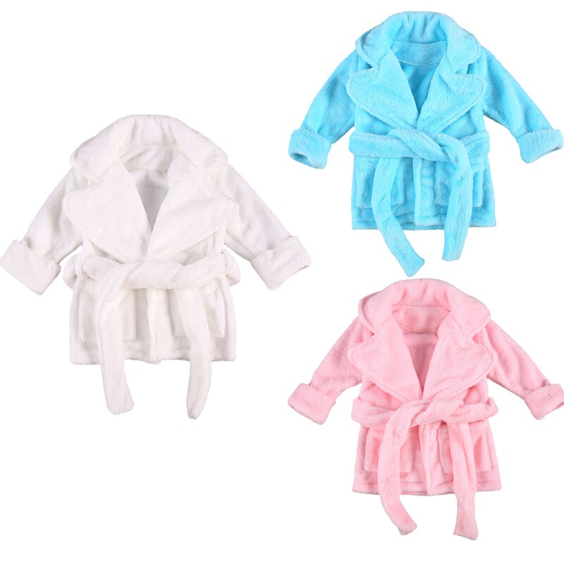 1-6Y Herfst Winter Kids Meisjes Badjas Nachtkleding Effen Fur Lange Mouwen Turn Down Kraag Pocket Gewaden 3 Kleuren