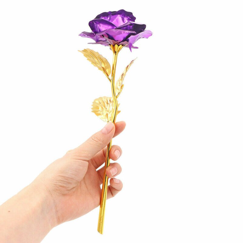 24K Gold Plated Rose Flower Valentine's Day Wedding Annivsary Birthday Romantic Golden Rose Party Home Decoration