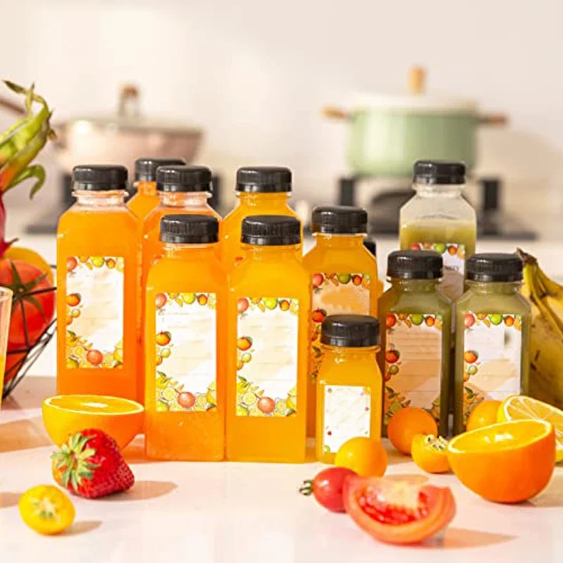 5 uds 60-500ML botellas de plástico transparentes vacías con tapas con embudo plegable contenedores de botellas de agua reutilizables para batidos de jugo DIY