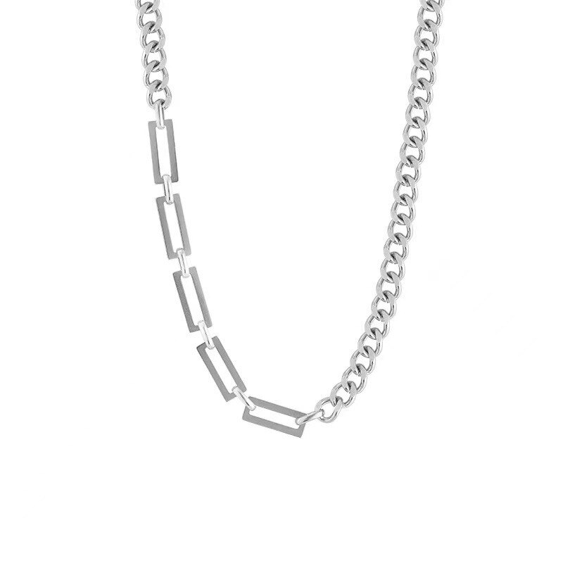 Kunjoe Rvs Choker Kettingen Kraag Voor Vrouwen Mannen Zilveren Kleur Link Chain Kettingen Collier Sieraden: Default Title