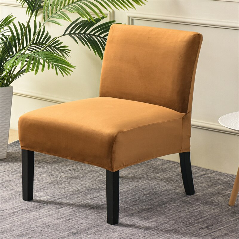 Velvet Accent Chair Cover Without Arm Pink Chair Slipcover Nordic Stretch Armless Chair Covers Elastic Furniture Protector Cover: A14 Chair Cover