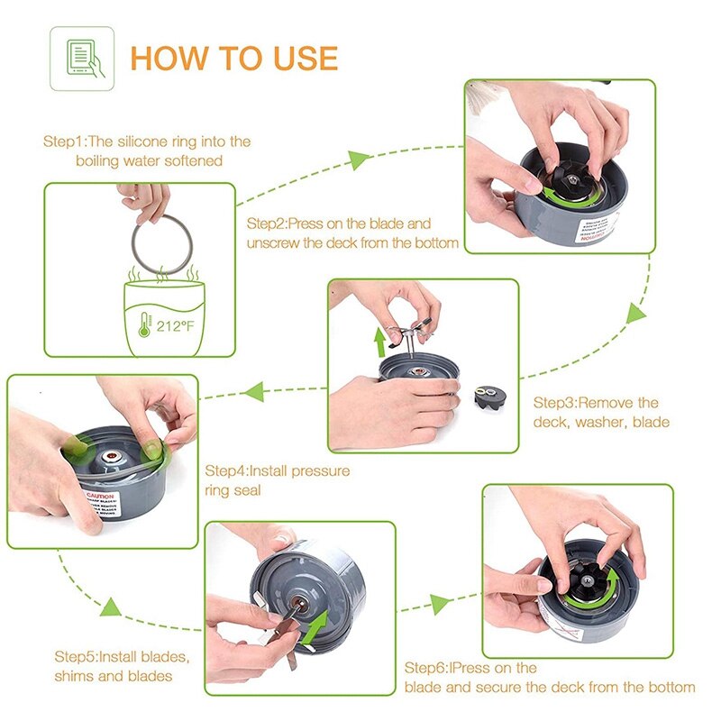 Upgrade Parts Kit ULTIMATE Cups & Blade &Top Gear & Gaskets & Shock Pad 13-Piece Replacement Set for 600W-900W Series