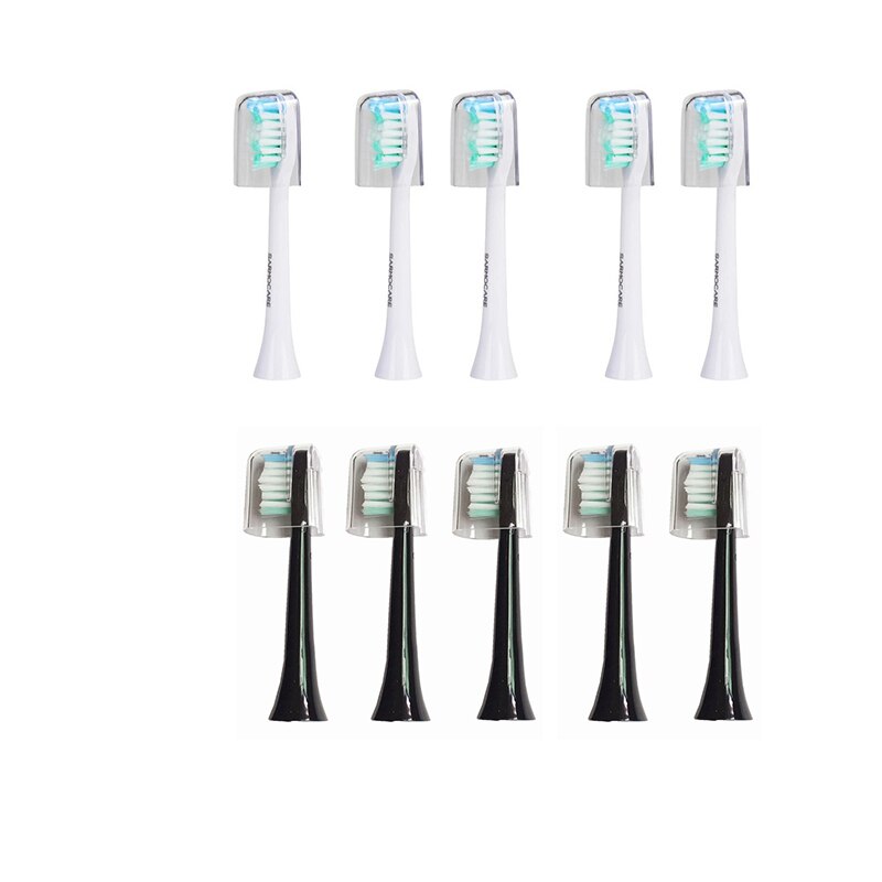 2 pcs Toothbrushes Head for Sarmocare S100 Ultrasonic Sonic Electric Toothbrush fit Digoo DG-YS11 Electric Toothbrushes Head: 5 black 5 white