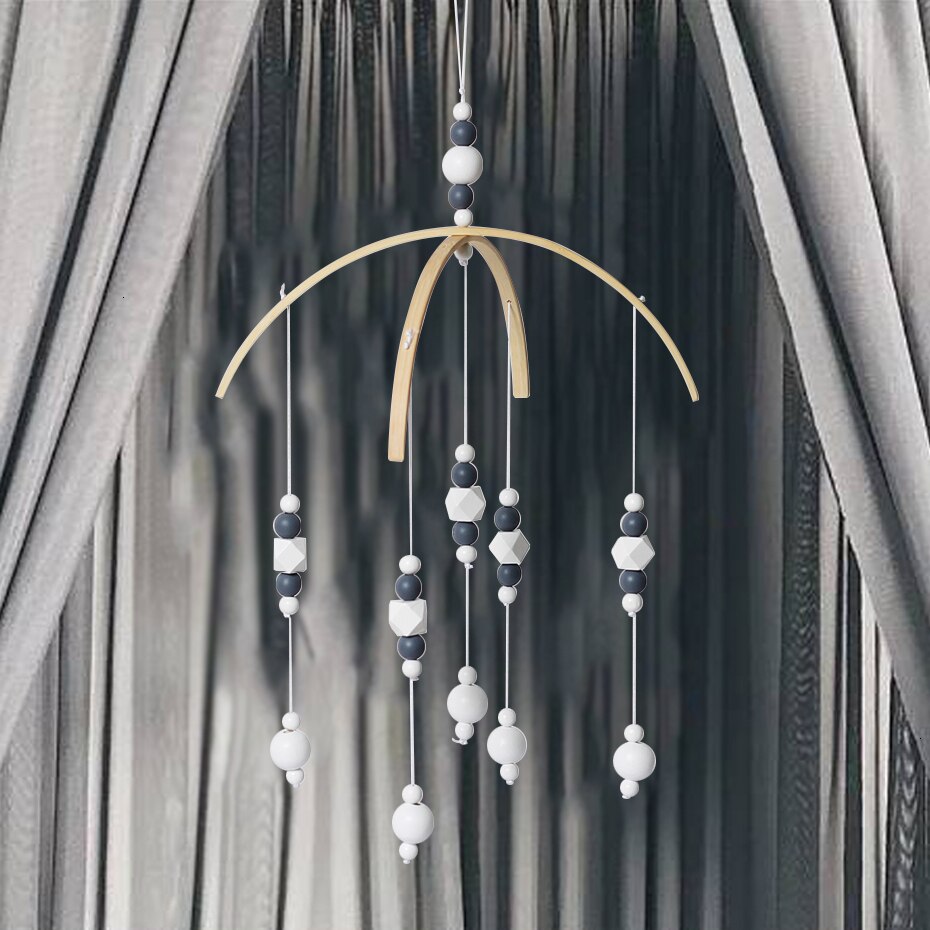 Nuovo Bella in Legno Carillon di Vento Campana Del bambino Giocattoli Mobili Perline di Legno Presepe nordico Decorazione