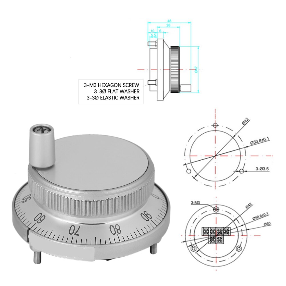 1 Pcs CNC Manual Pulse Generator CNC Pulse Encoder 5V 60MM Hand Wheel Pulse Encoder Mill Router Manual Control For CNC System