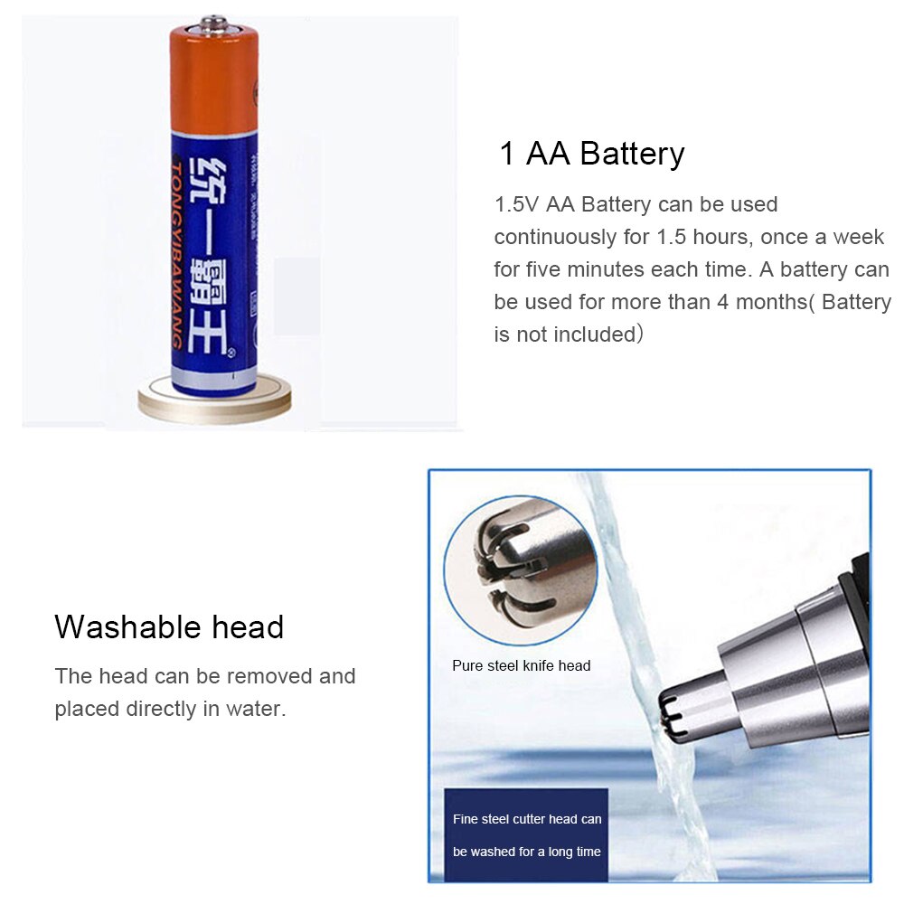 YD-101 Nose Hair Trimmer Painless Ear Facial Hair Removal Water Resistant Hygienic Clipper Mirror for Nose Ear Eyebrow