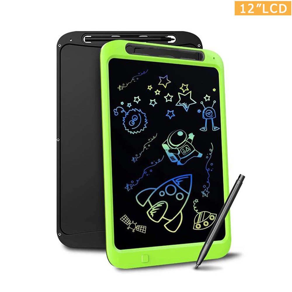 10 Inch LCD Writing Tablet Kids Drawing Learning and Games Color Electronic Graphic Board for Child: 12 inch Green
